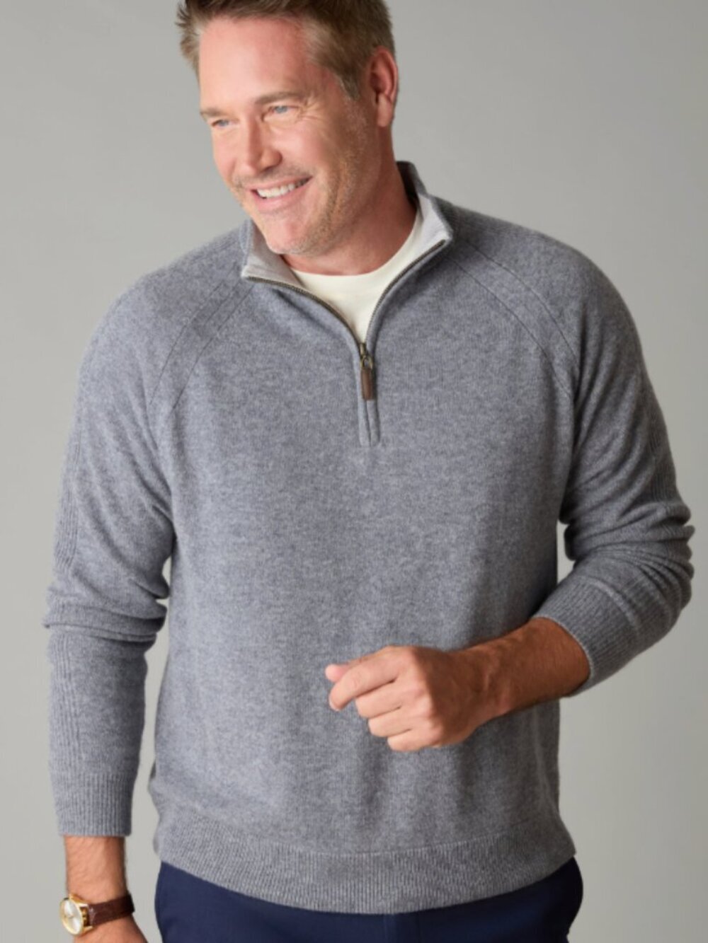 J Crew Cariaggi 100% Cashmere Quarter Zip Sweater